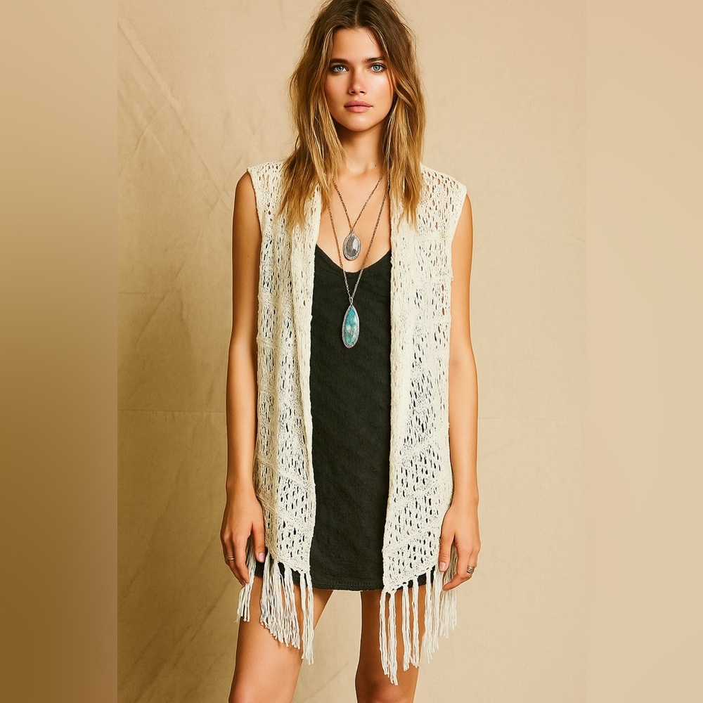 C’est Moi Boho Crochet Vest One Size